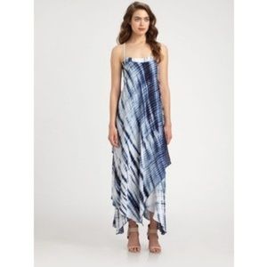 Michael Kors Asymmetrical Blue White Tie-Dye Dress